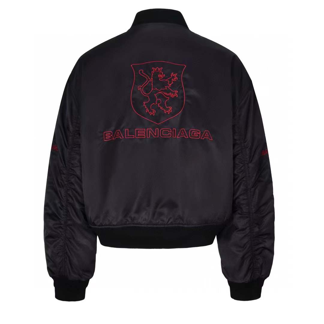 Balenciaga  Men's Lion Club Varsity Jacket in Black