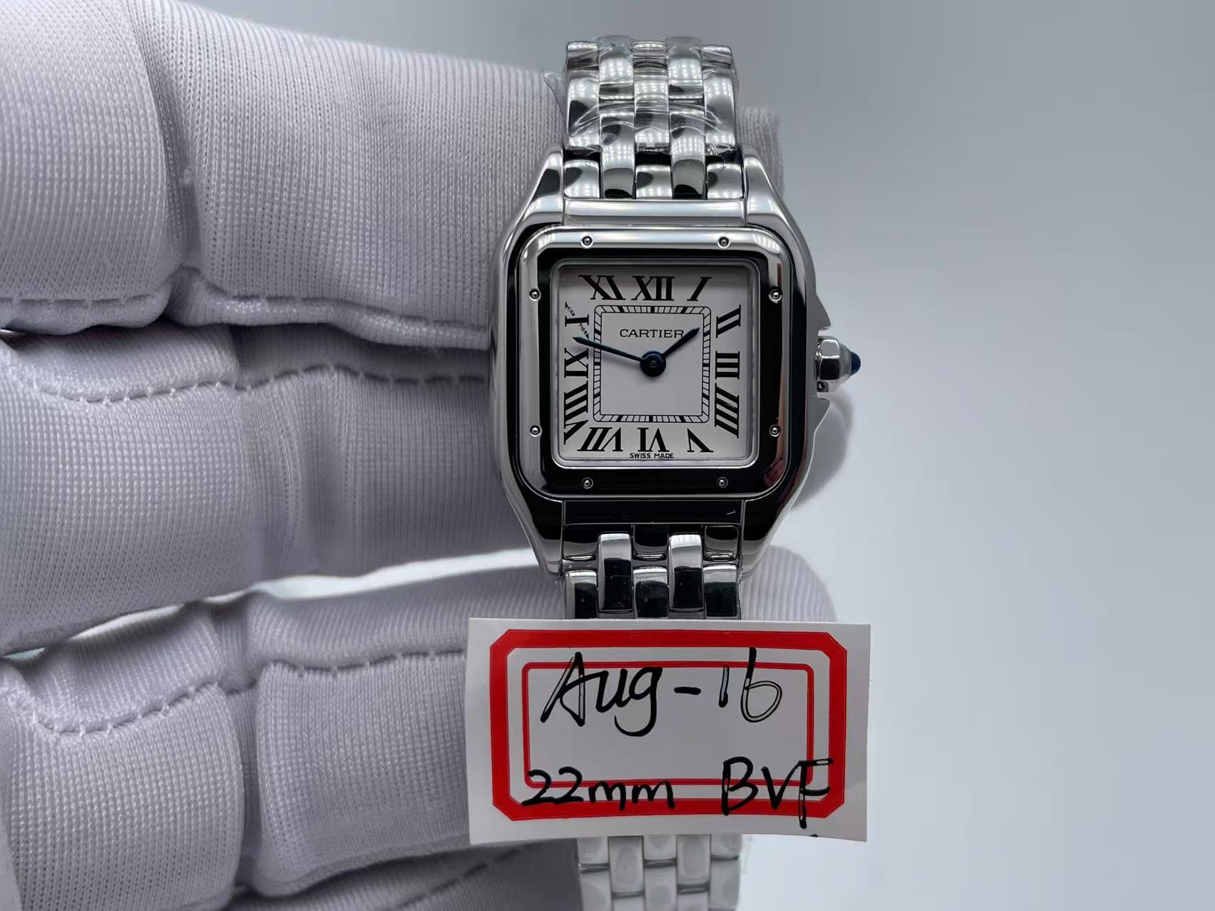 Panthère Secrete Ladies 22mm SS 8848F 1:1 Best Edition White Dial on SS Bracelet Ronda Quartz $228
