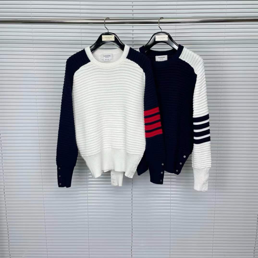 Thom Browne 4-Bar Stripe Cotton Jumper | White