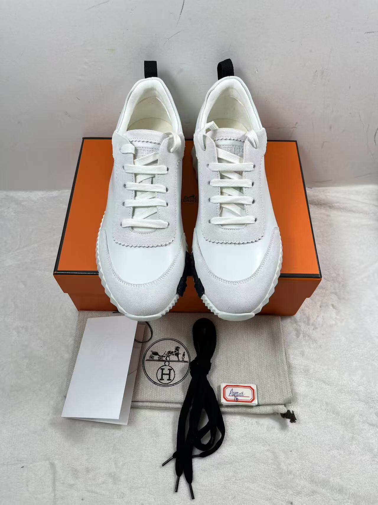 Hermes Bouncing White Sneakers