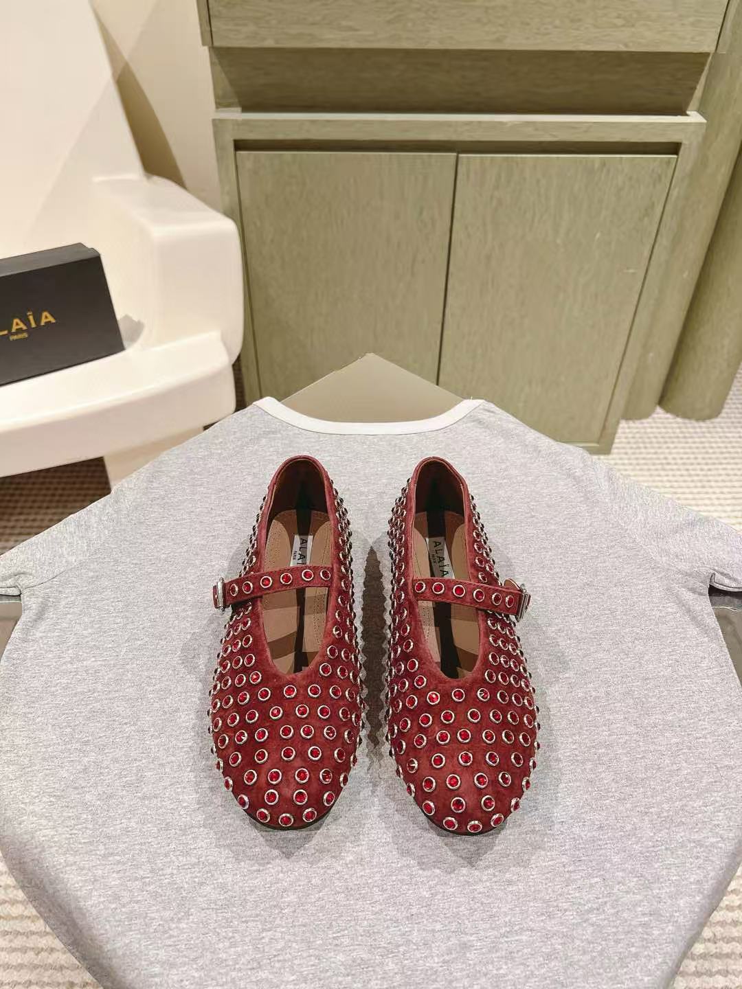 Alaia Women's Crystal-embellished Leather Ballet Flats