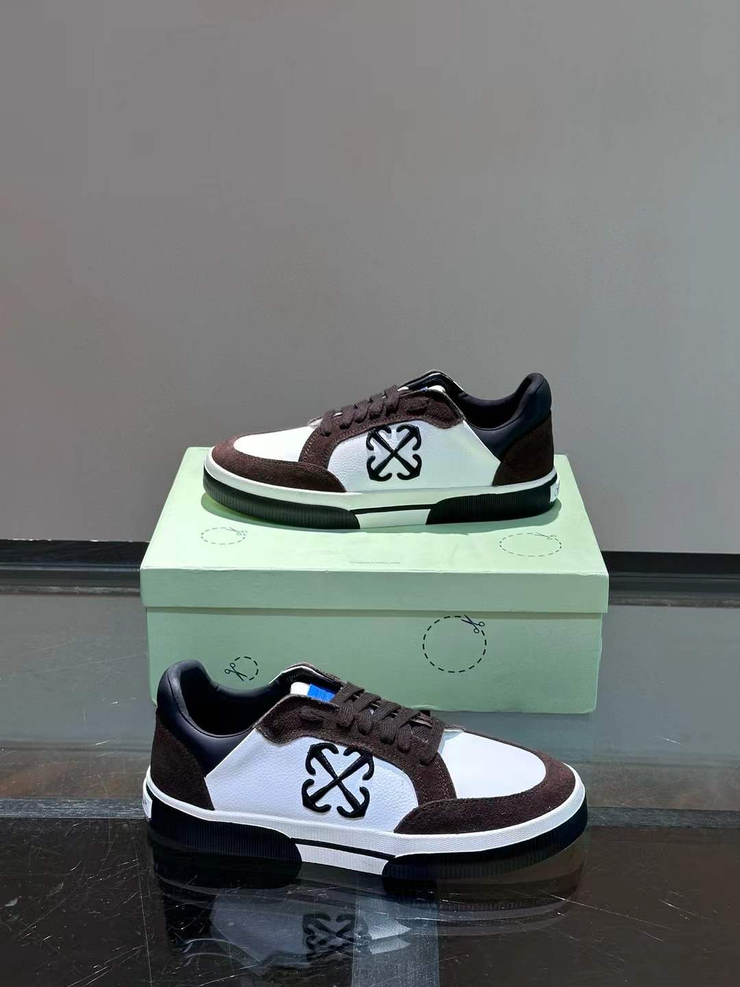 Off/White Low Top Brown Color Sneaker