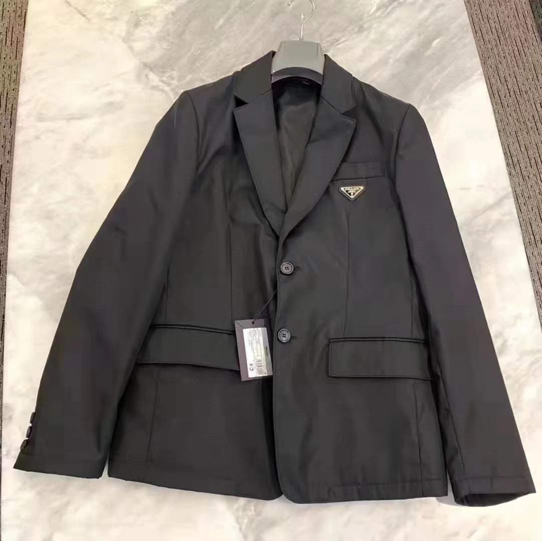 Prada Black Re-Nylon single-breasted jacket