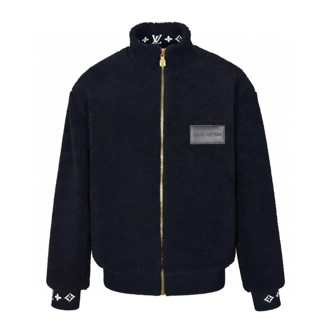 LV Leather Patch Fleece Blouson - For Men