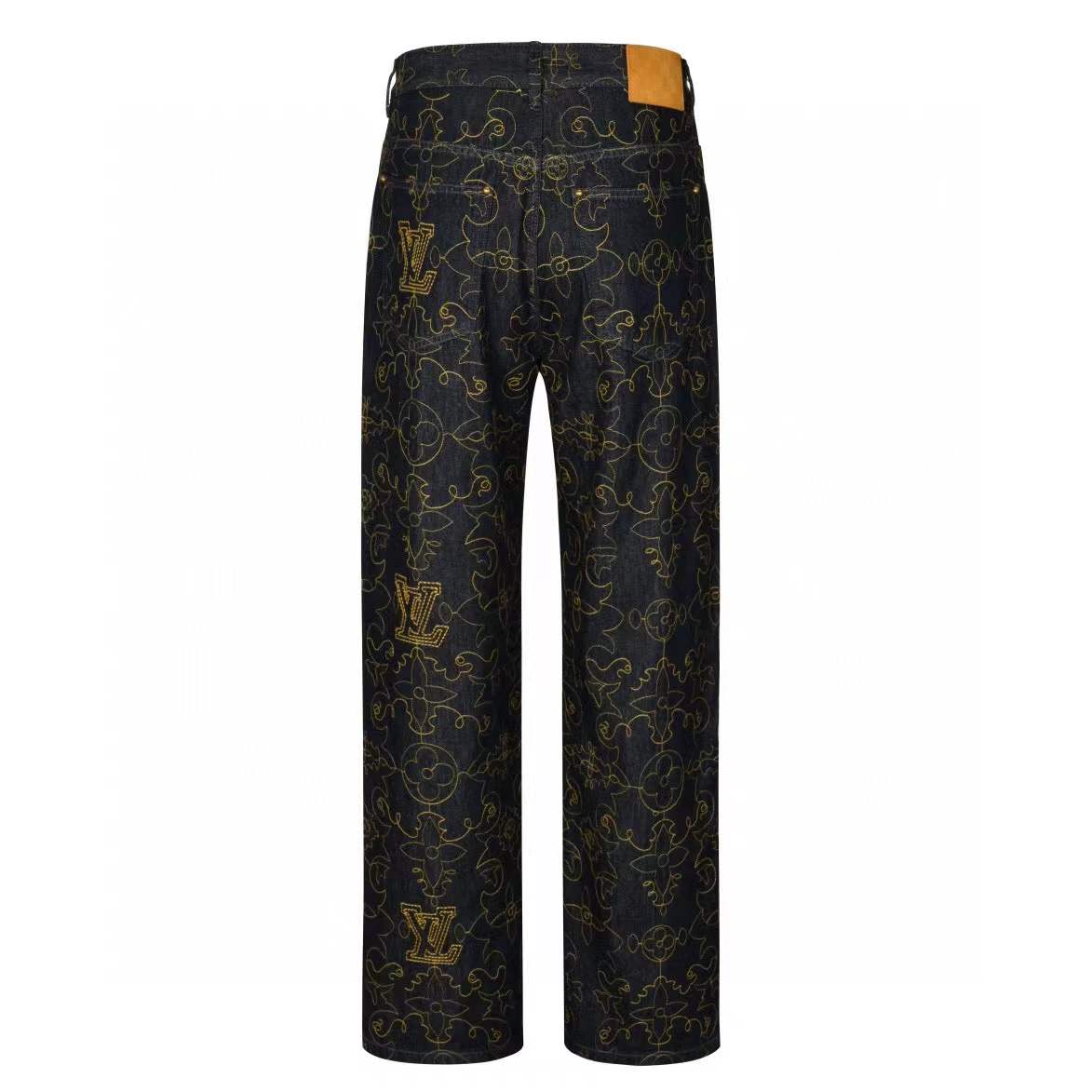 LV Embroidered Denim Pants - Men