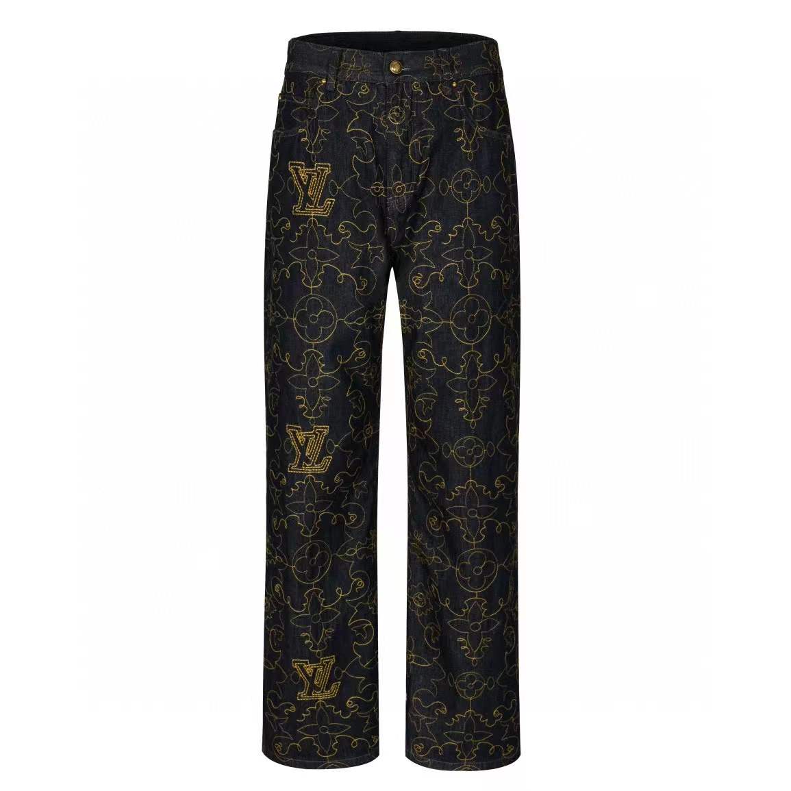 LV Embroidered Denim Pants - Men