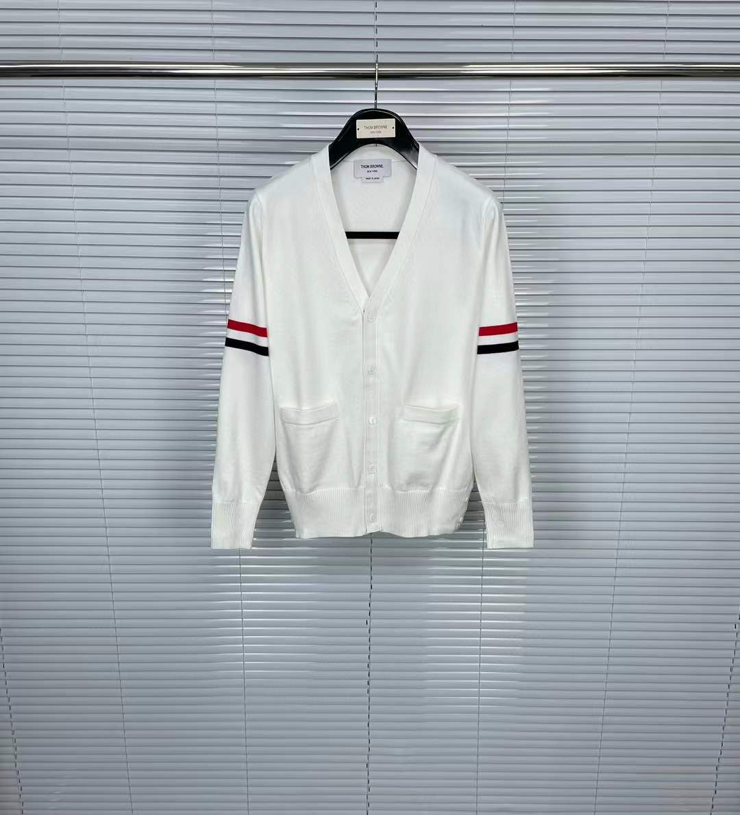 Thom Browne: Navy Cotton Milano V-Neck