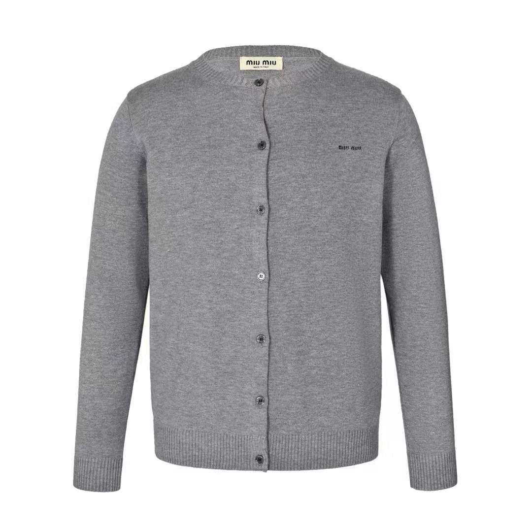 Miu Miu logo-jacquard Cardigan Grey