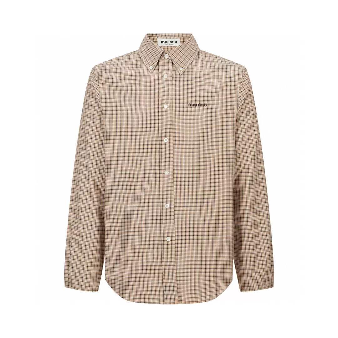 Miu Miu Cord Checked Shirt Brown