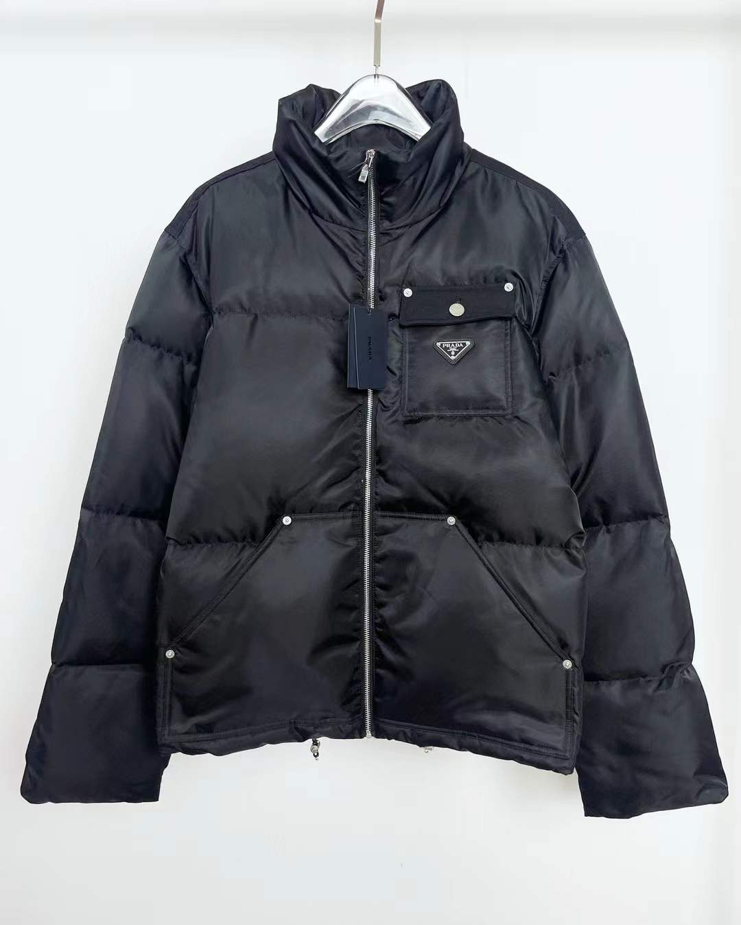 Prada Black Cropped Re-Nylon down jacket