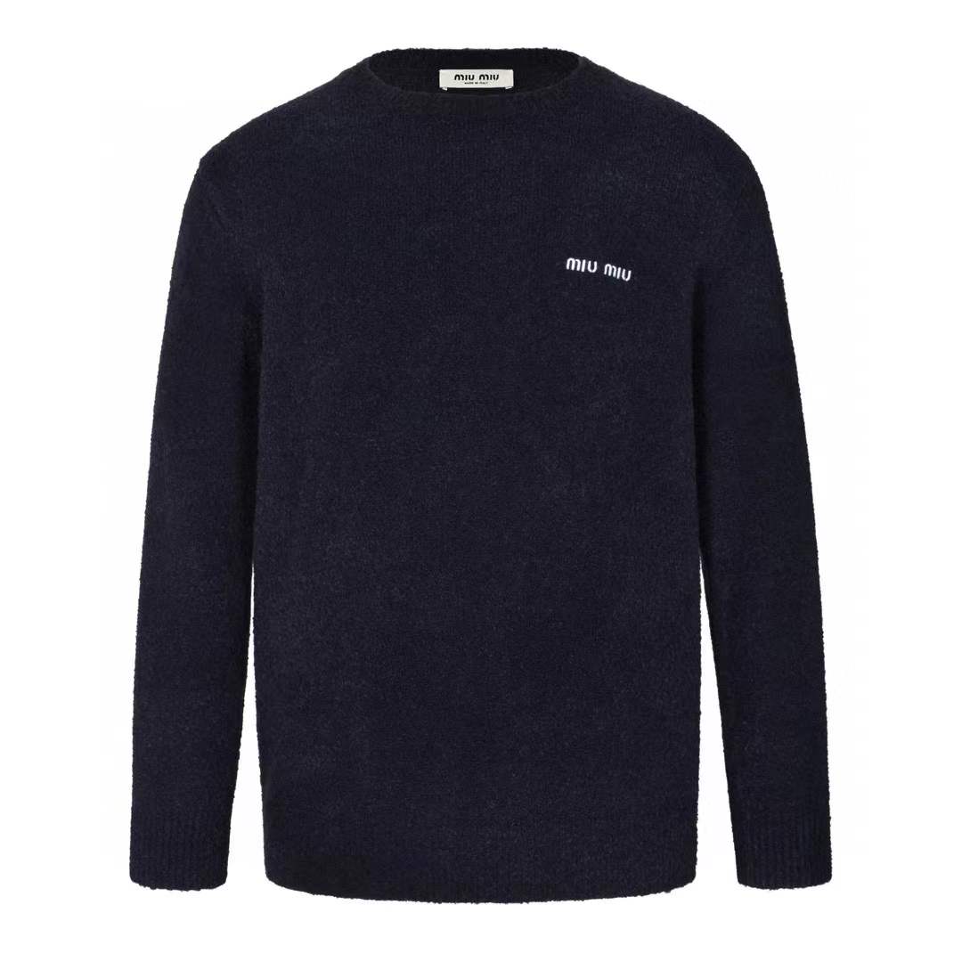 Miu Miu Navy Cashmere And Silk Sweater