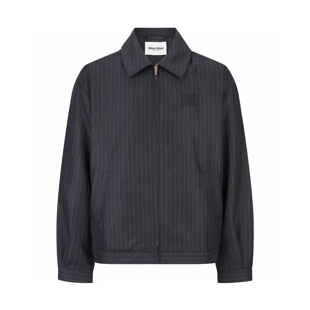 Miu Miu Wool blend pinstripe jacket black