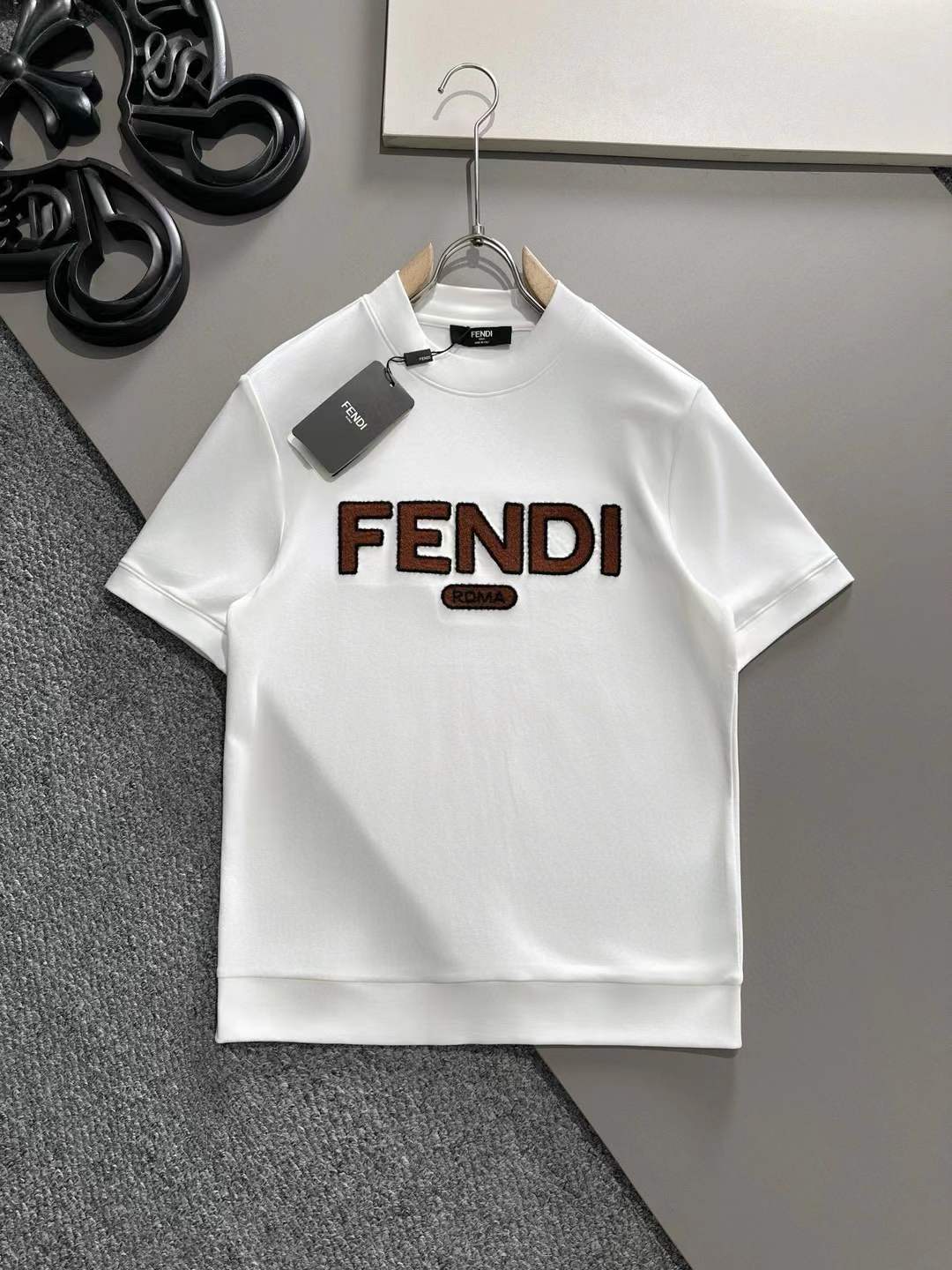 Fendi Kids Embroidered-Logo T-Shirt White