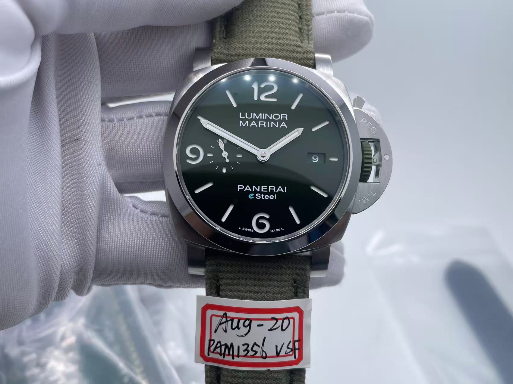 PN1356VNY - PAM1356 Lum. Marina eSteel 44mm SS/NY Grn VSF P9010 $358