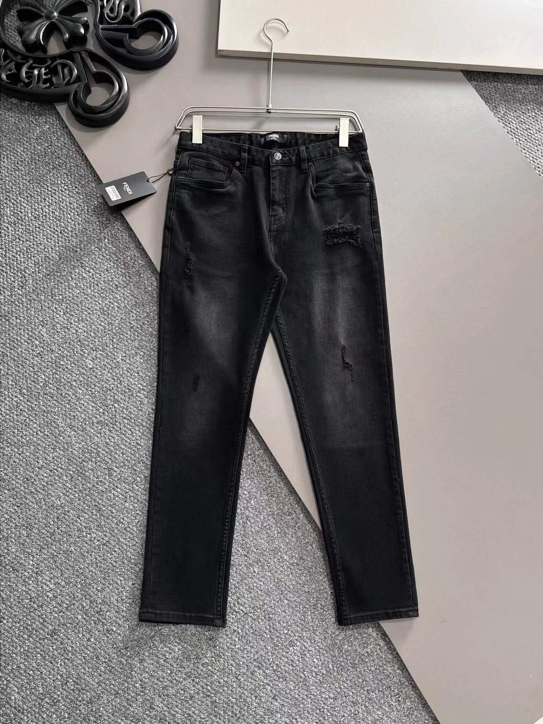 Fendi Intune Black Solid Cotton Blend Regular Fit Boys Jeans
