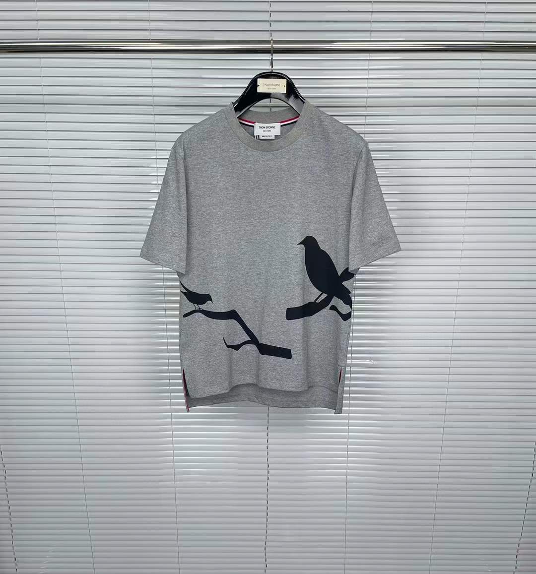 Thom Browne Raven-print Cotton T-Shirt Grey