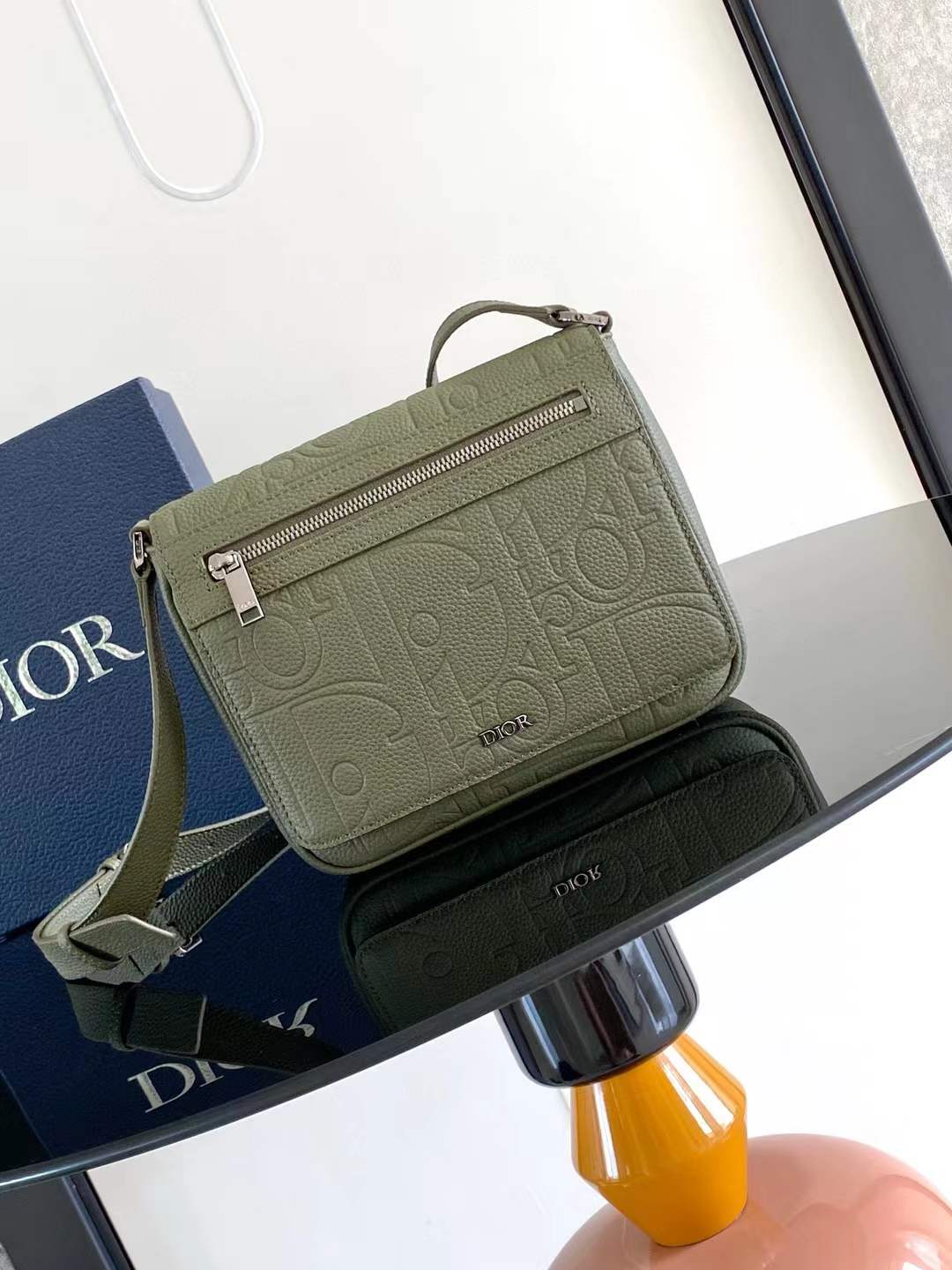 Christian Dior Oblique Crossbody Bag Olive Green