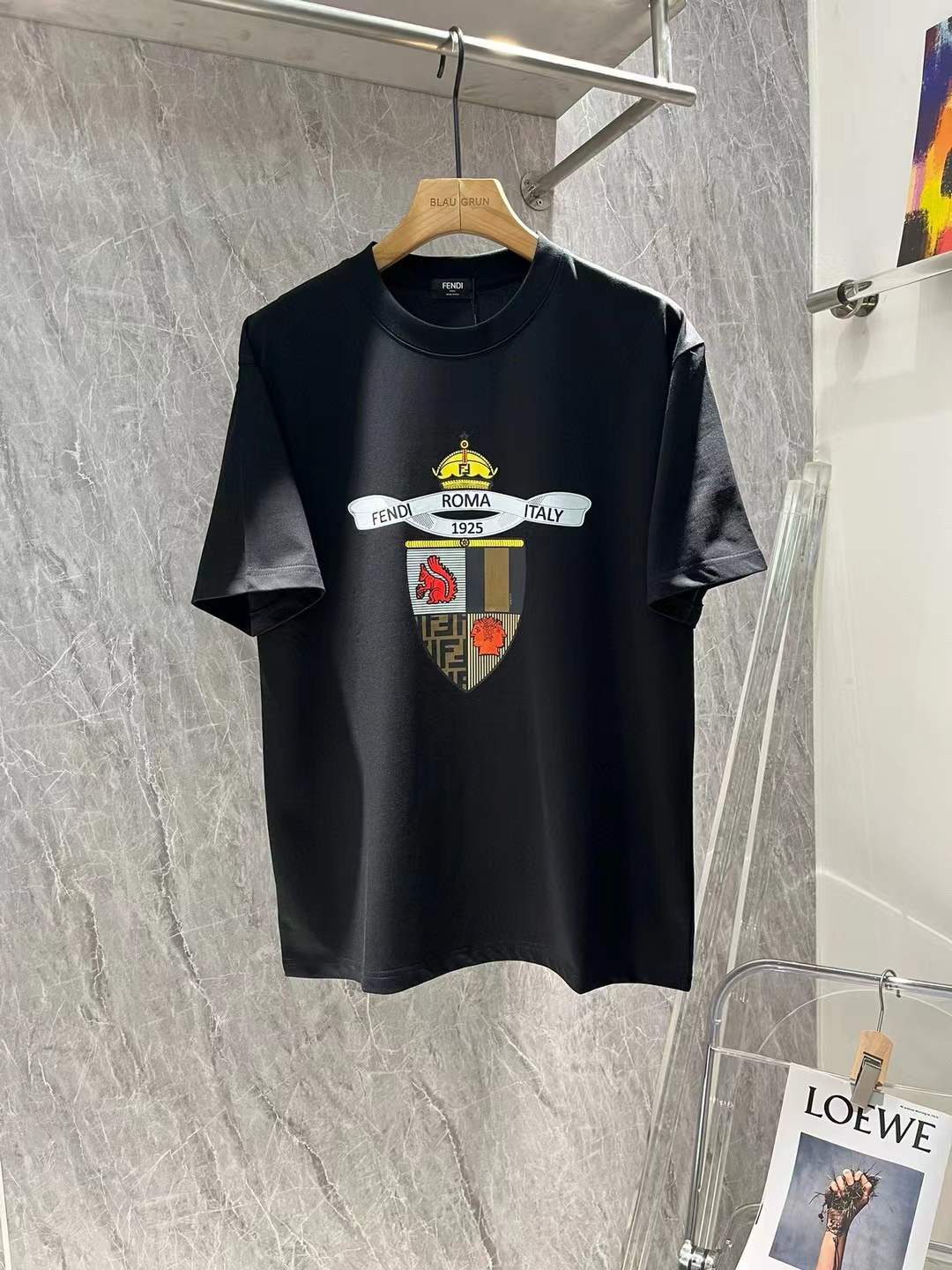 Fendi Kids crest-print T-Shirt Black