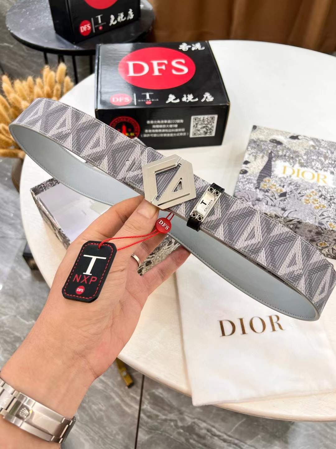 Christian Dior CD Diamond canvas Tactical Belt CD buckle