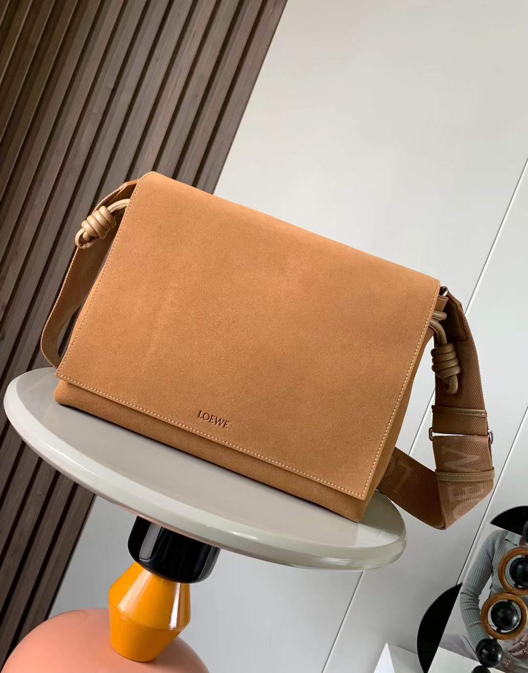 Loewe Flamenco satchel in suede calfskin Brown messengar bag