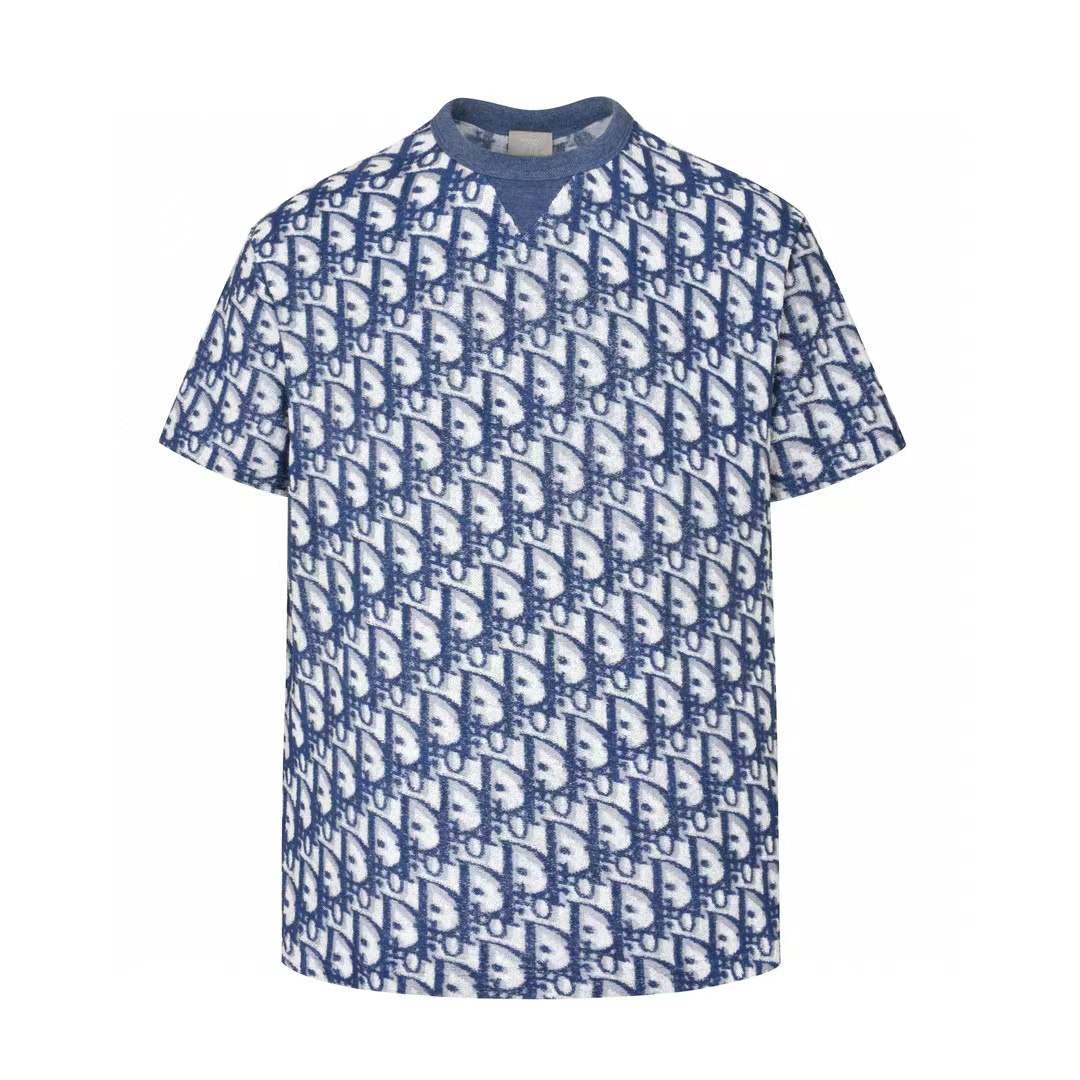 Christian Dior Oblique T-Shirt, Relaxed Fit Blue