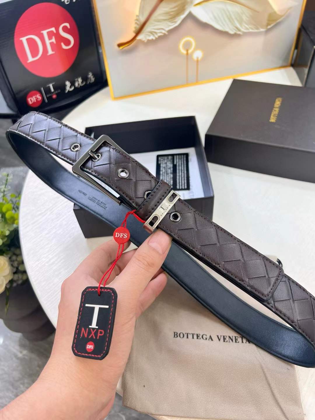 Bottega Veneta brown Men Belts black