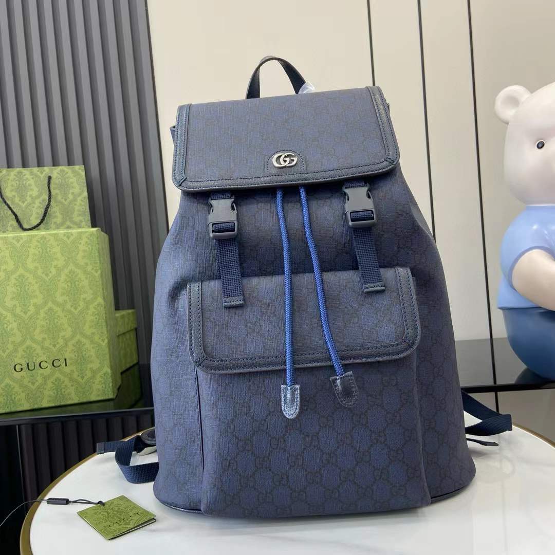 Gucci Supreme canvas and Leather Backpack in Blue
