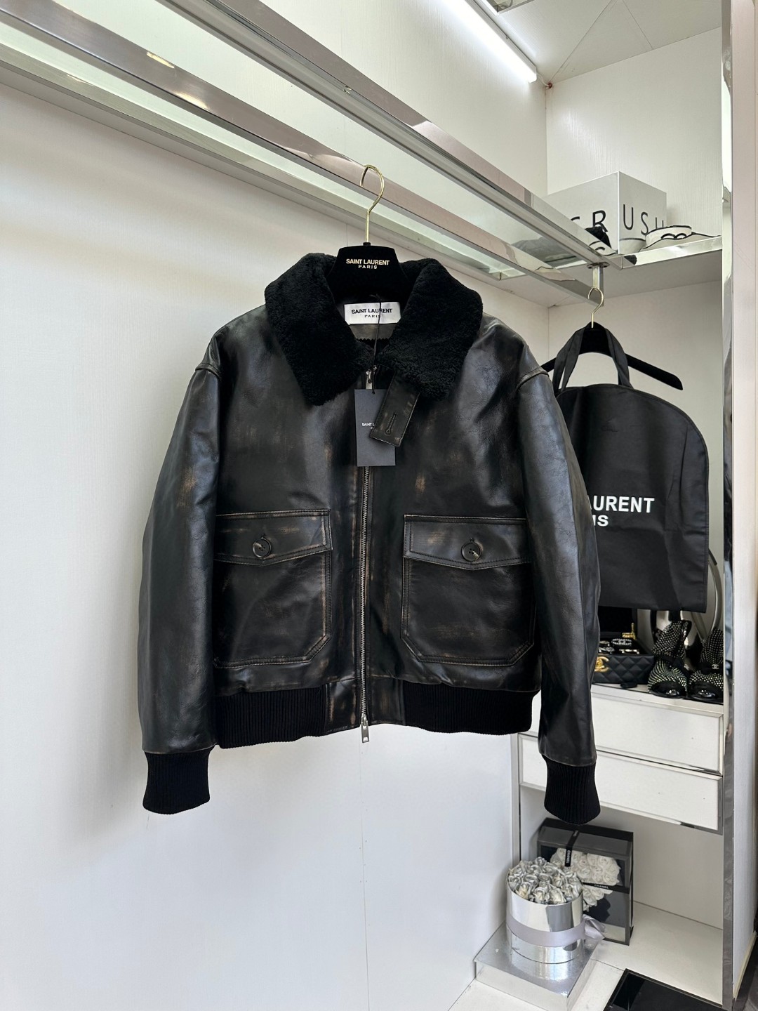 Balenciaga Black leather Jacket women