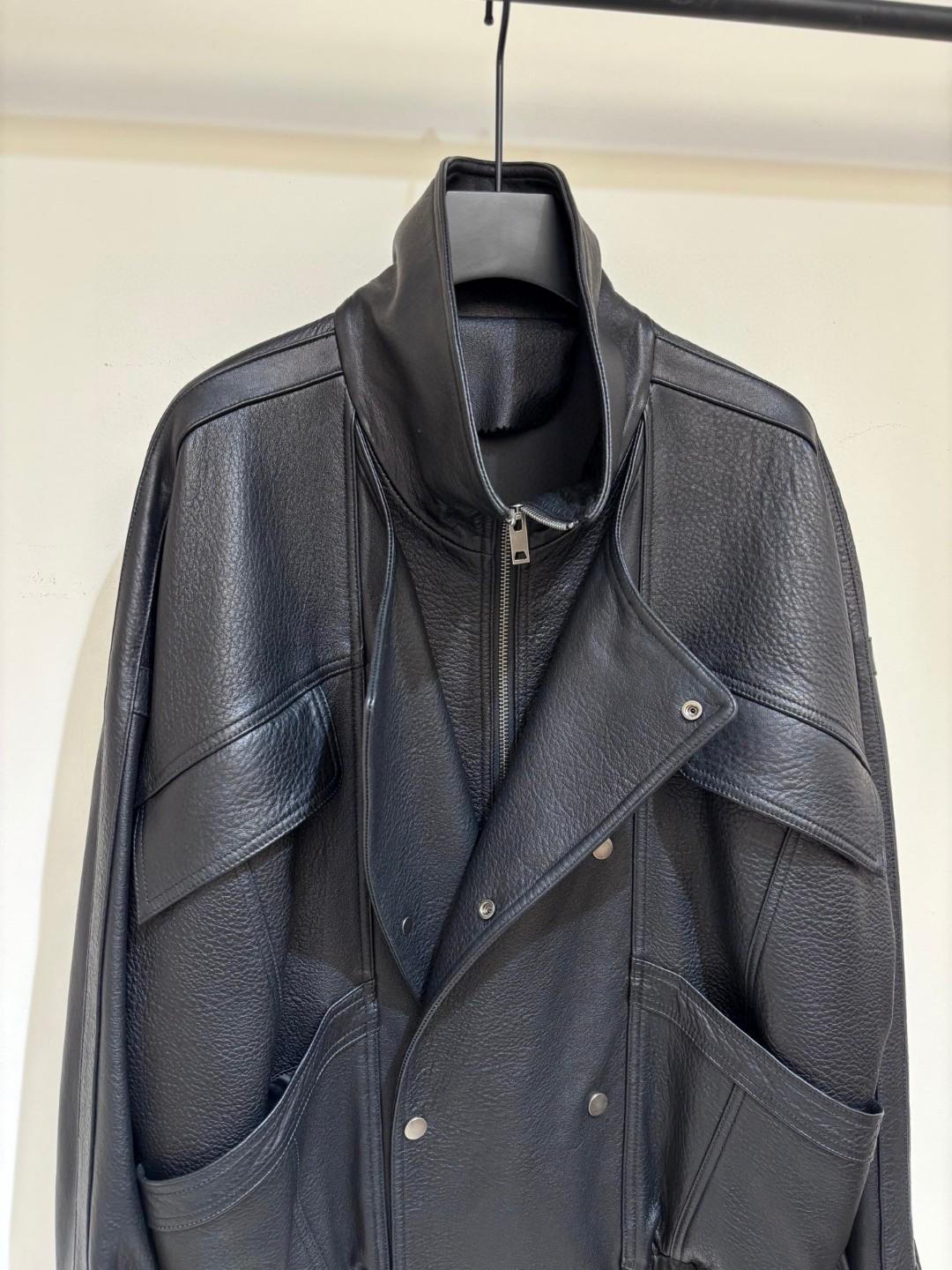 Balenciaga Leather jacket with a loose fit BLACK