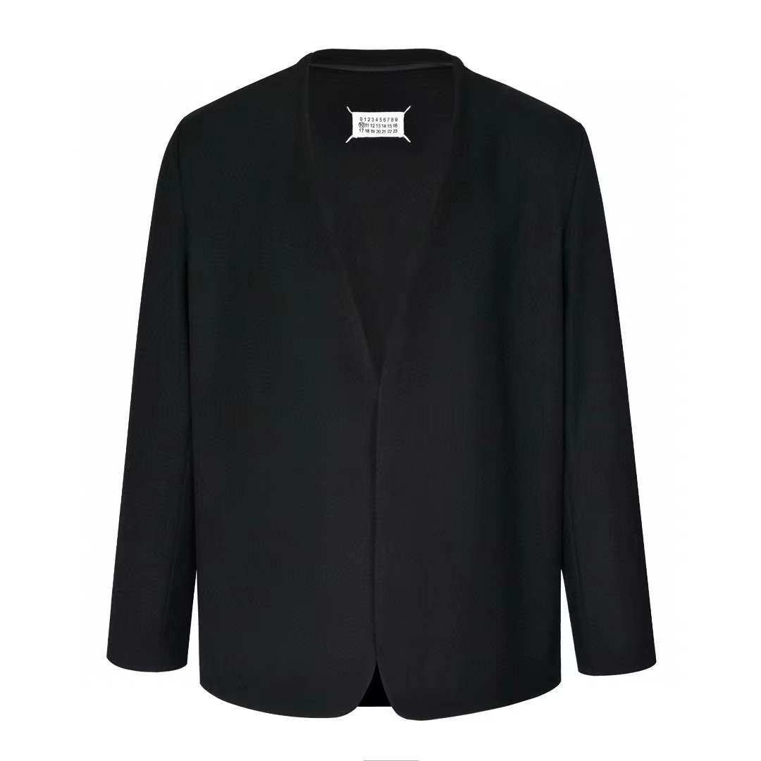 Maison Margiela Collarless Fitted Blazer black