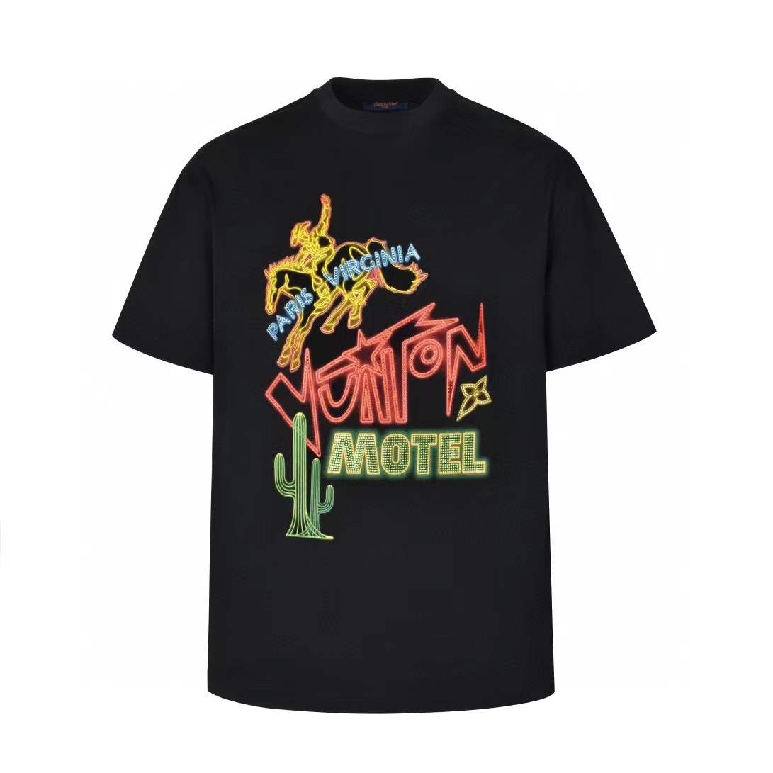 LV Graphic Embellished Cotton T-Shirt black