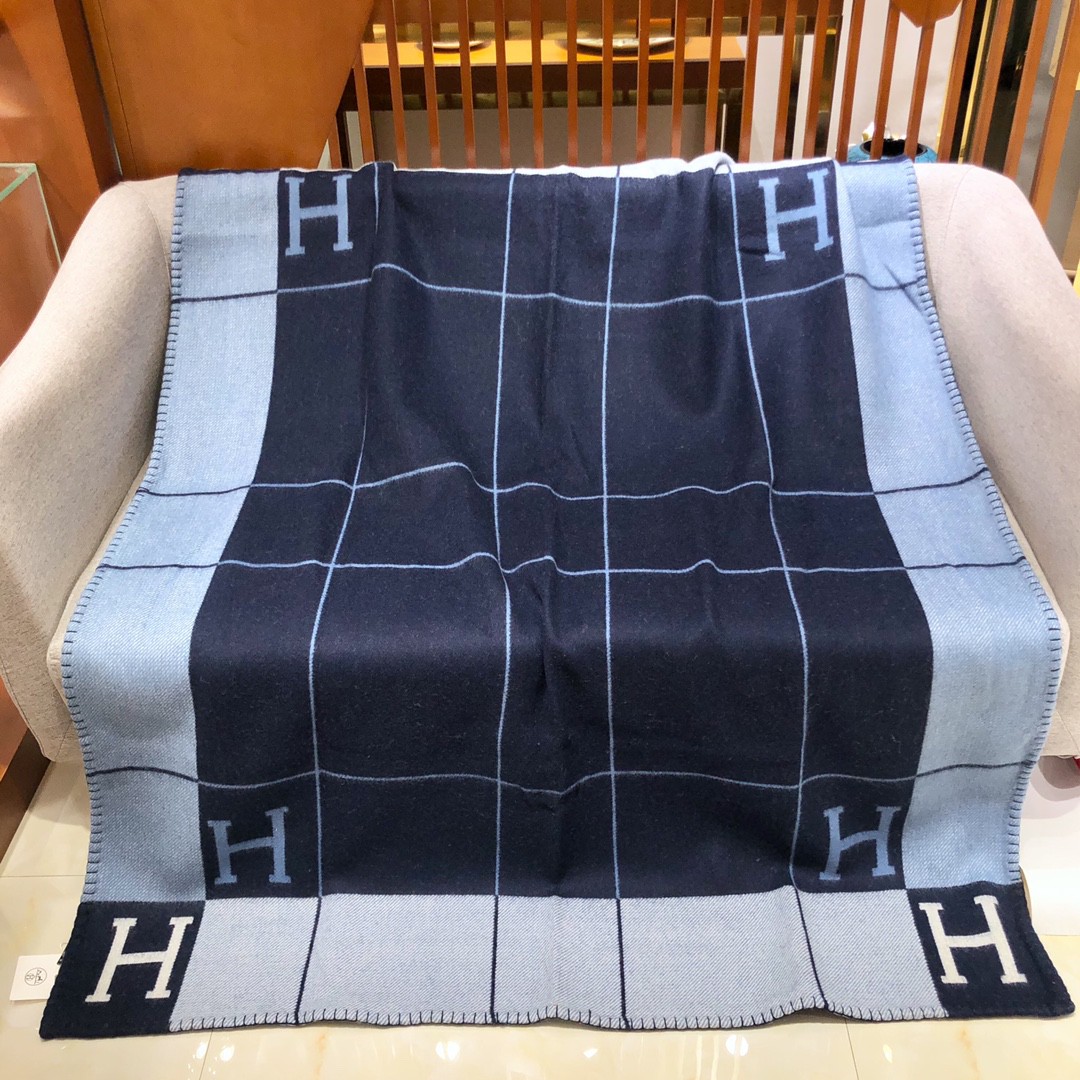 Hermes Blankets blue and more colors Measures 53.1" long x 66.9" high.
