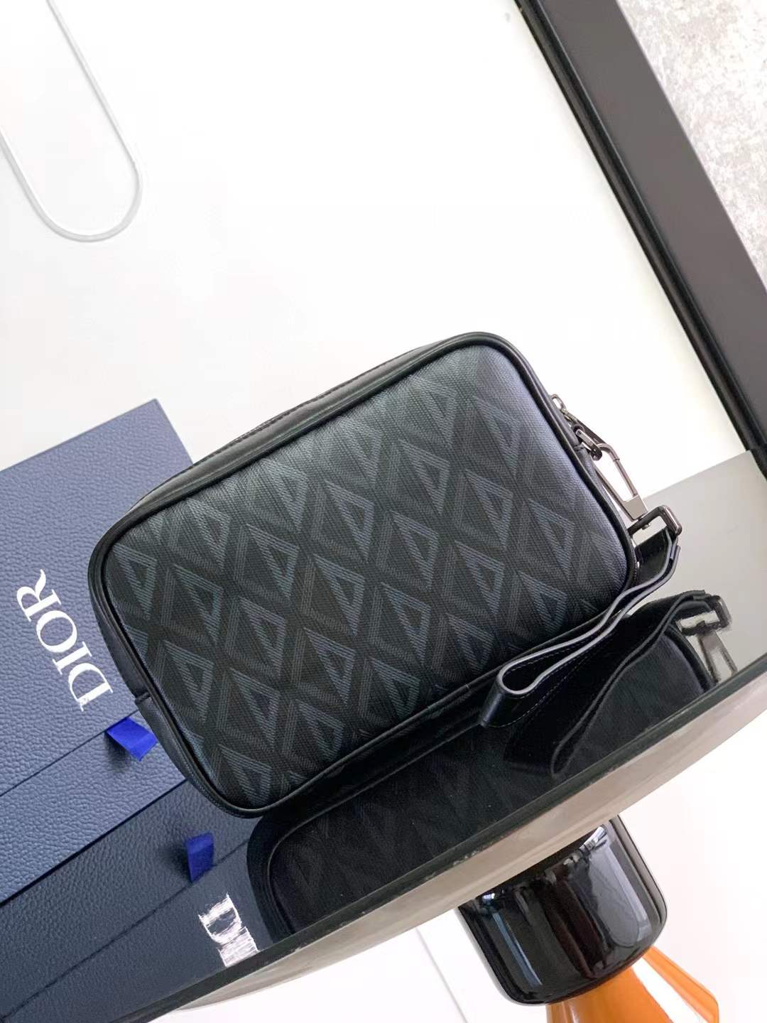 Dior Safari Bag with Strap Black Coated Cotton Canvas with CD canvas