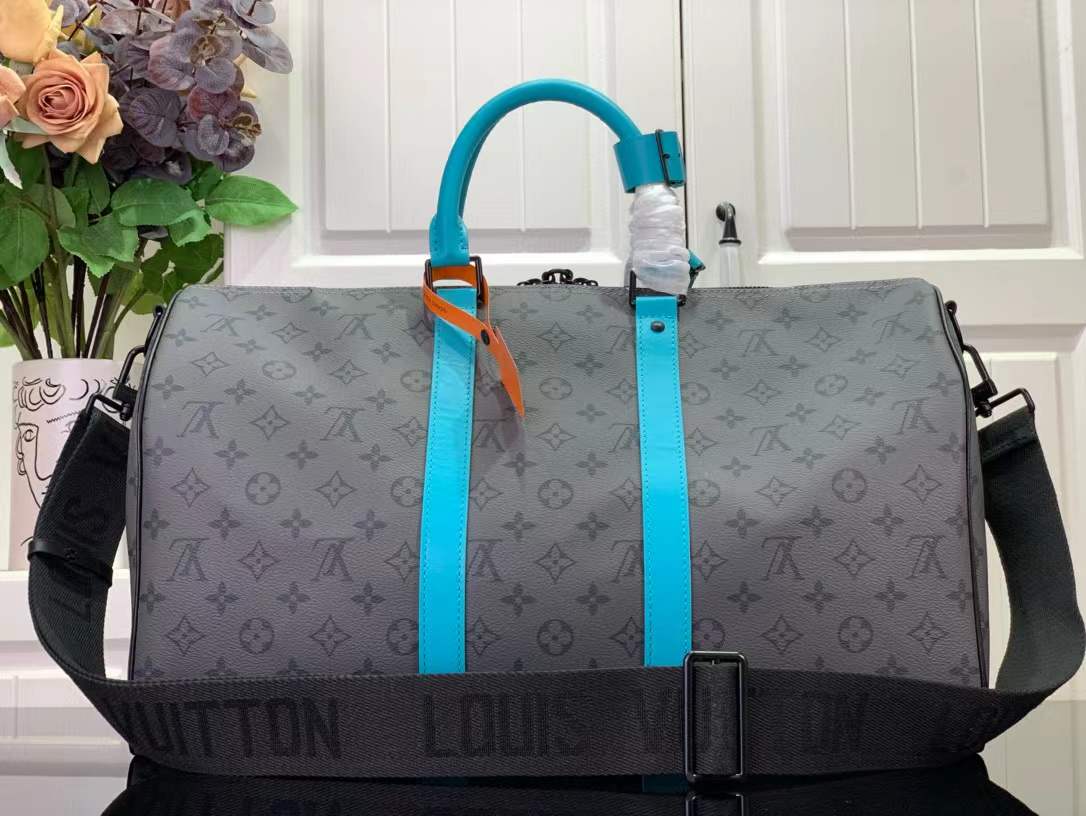 LV Keepall XS Aerogram Blue Taurillon Leather Handbag