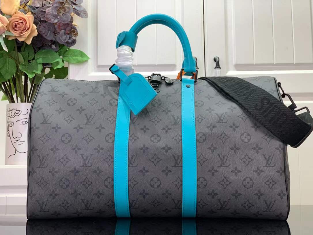 LV Keepall XS Aerogram Blue Taurillon Leather Handbag
