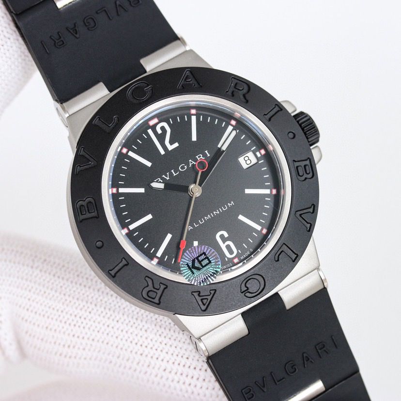 K6F BVLGARI Aluminum Watch AL/RU Black/Stk A2892 $368