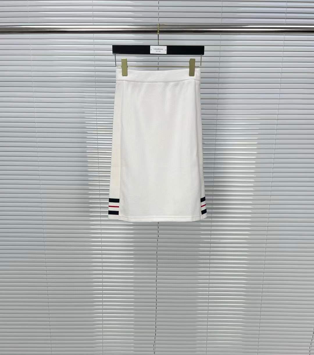 Thom Browne Wrap-Effect Striped Knit Skirt In White