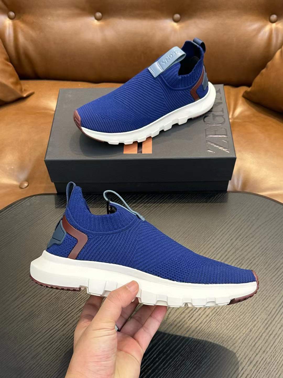 Zegna Techmerino Slip-On Sneaker in Blue