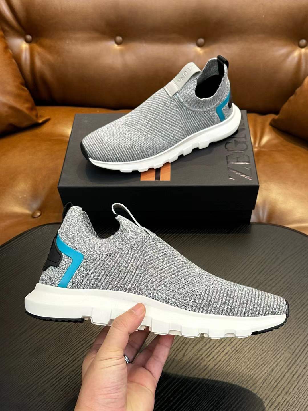 Zegna Grey Slip-On Sneaker