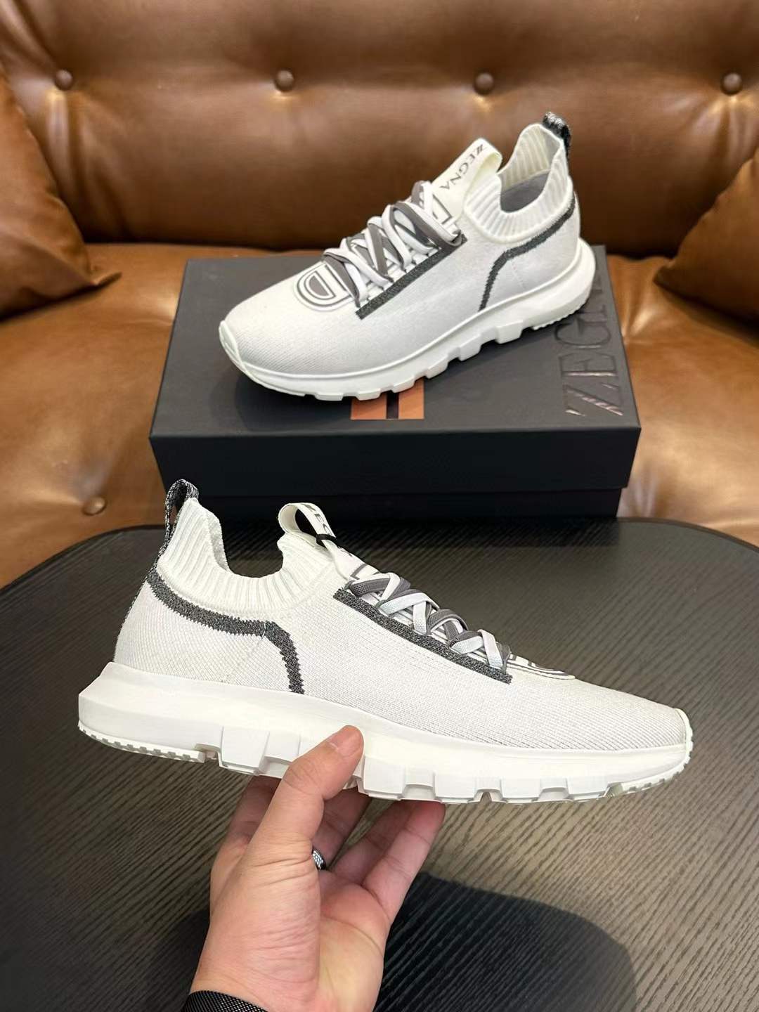 Zegna White Spectre Runner Sneaker for Men