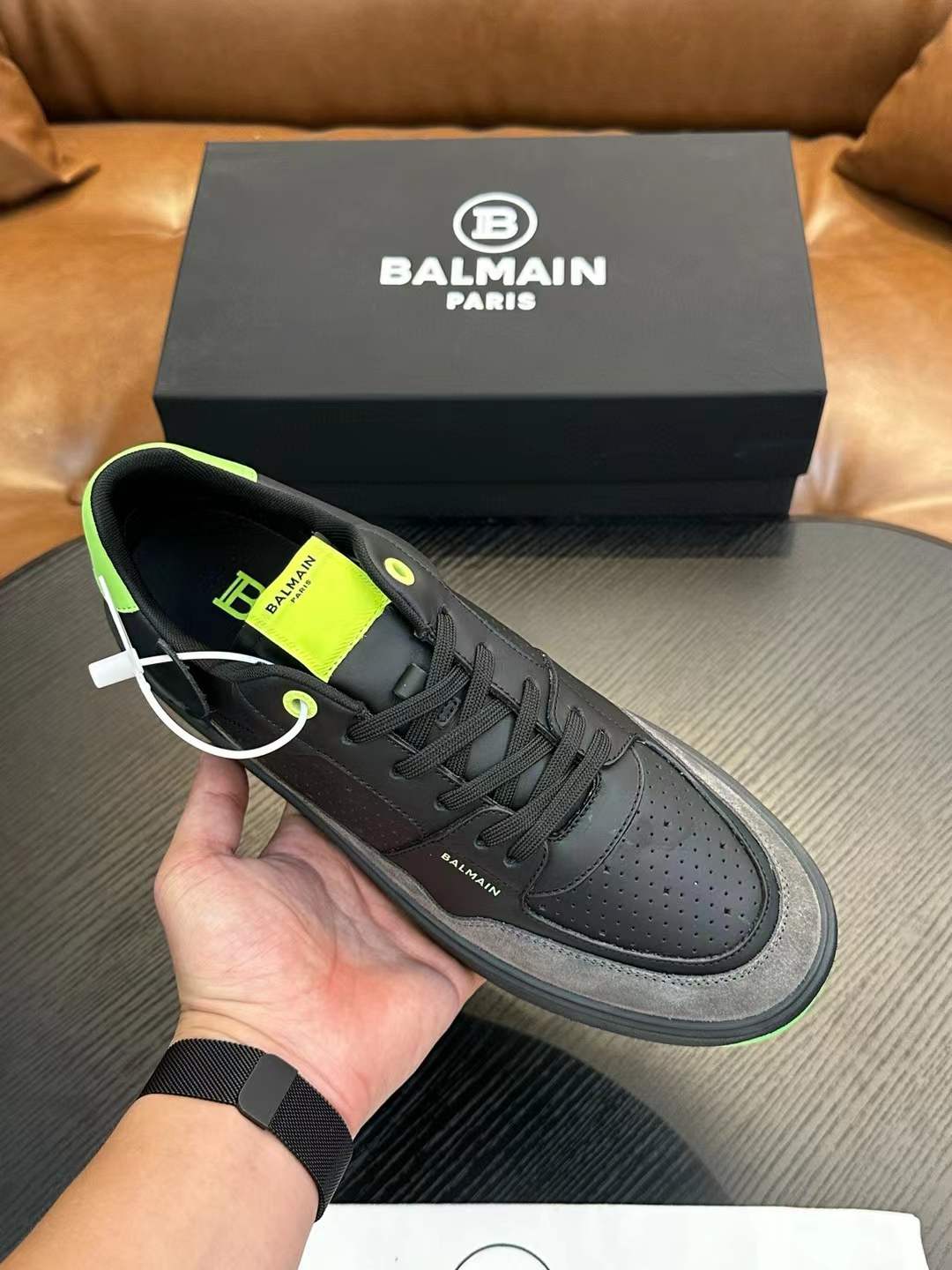 Balmain Black & Green B-Court Flip Sneaker