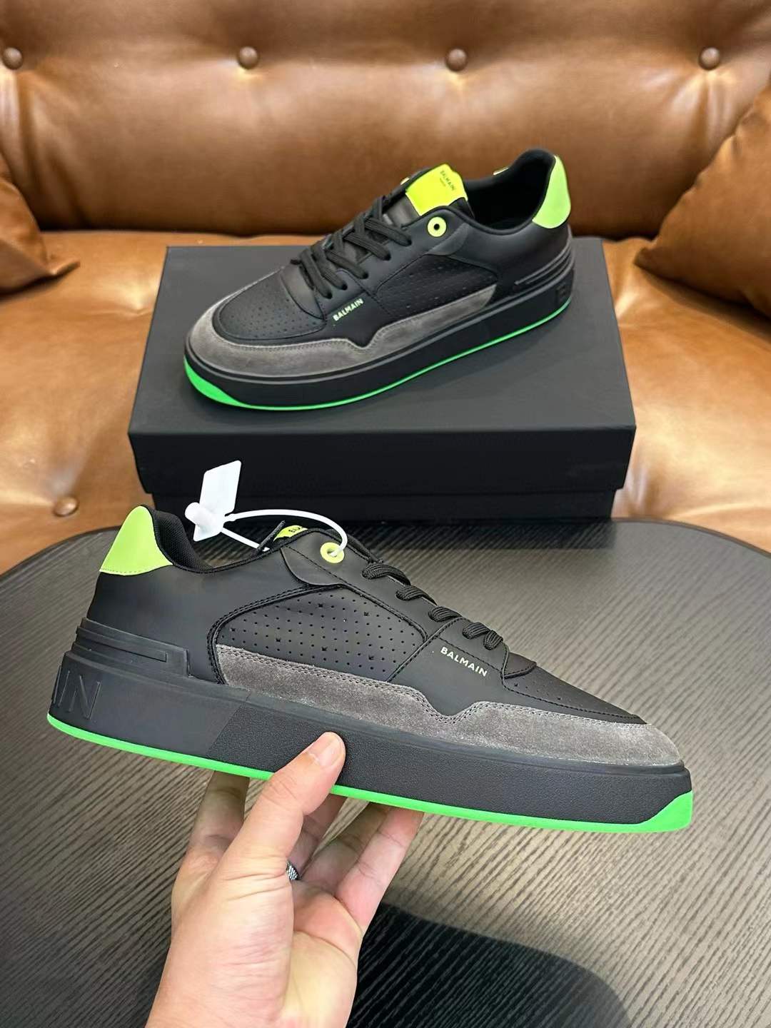 Balmain Black & Green B-Court Flip Sneaker