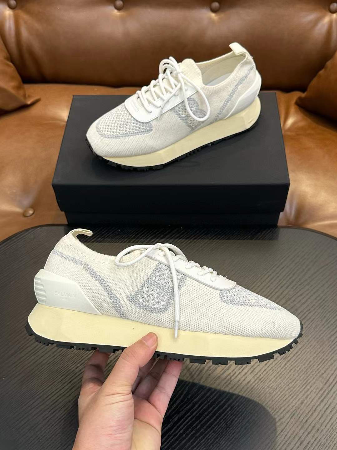 Balmain B White Racer Shoes for Men