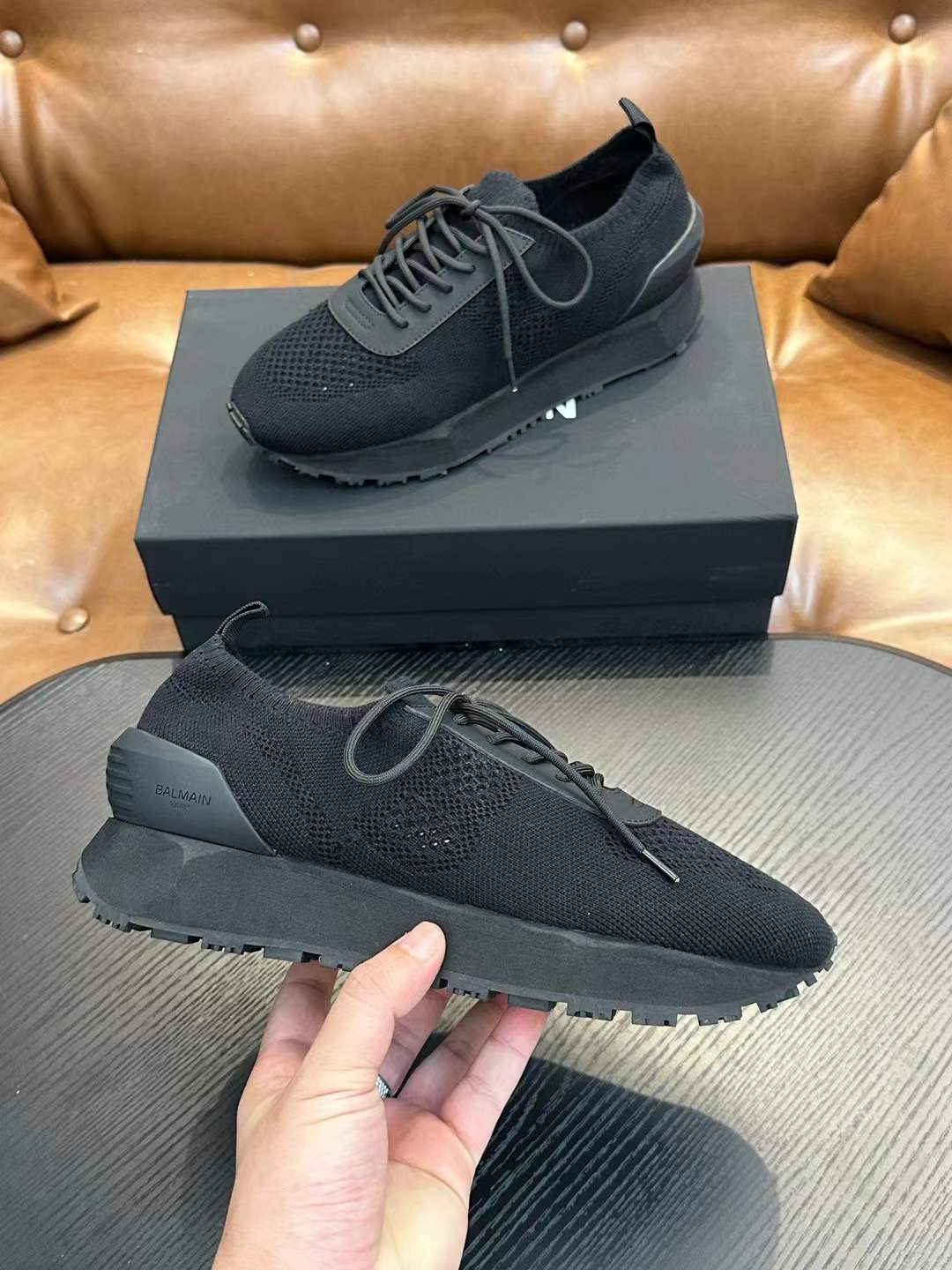 Balmain - Black leather B-Court sneaker
