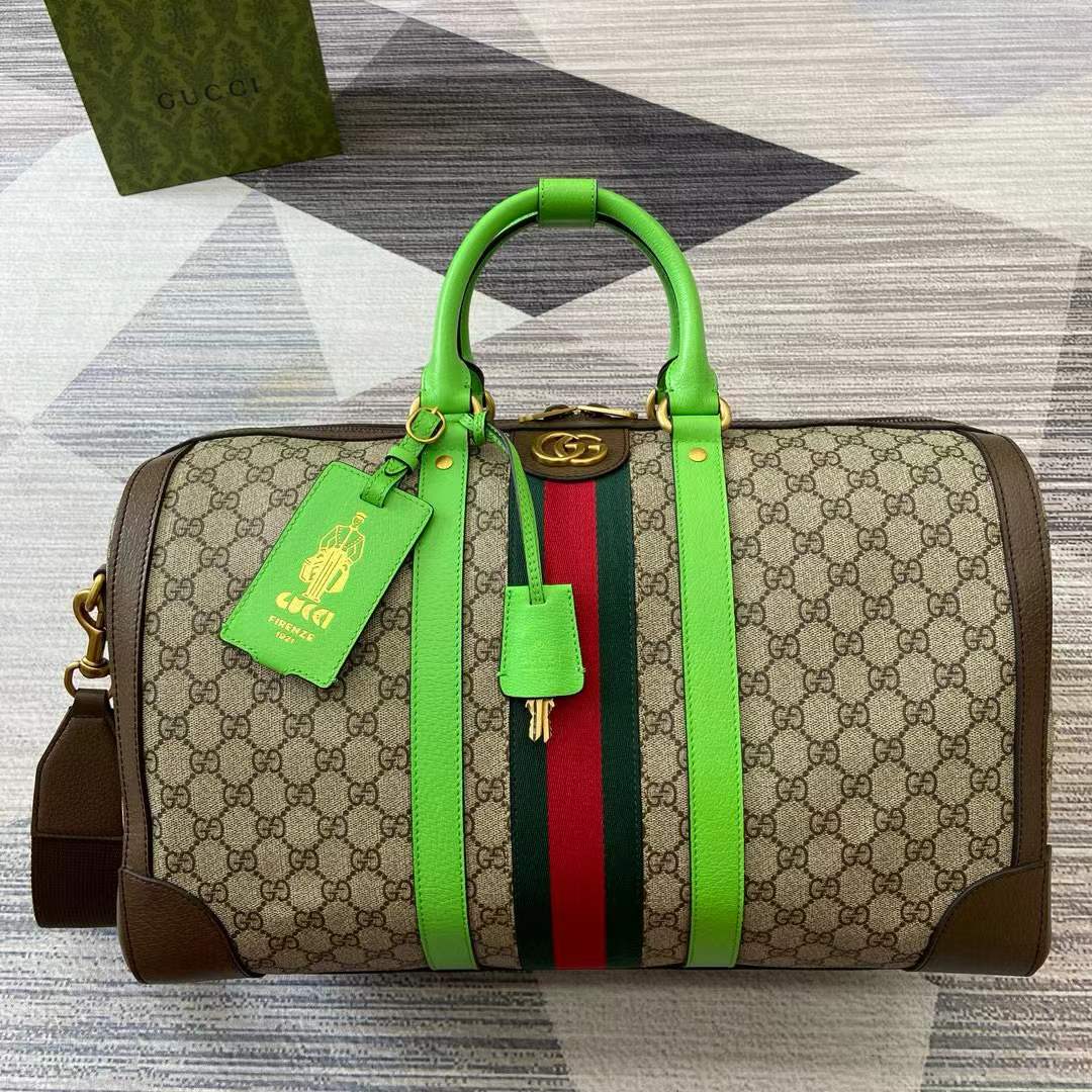 Gucci Neutral Medium Savoy Duffle Bag in Canvas for Men