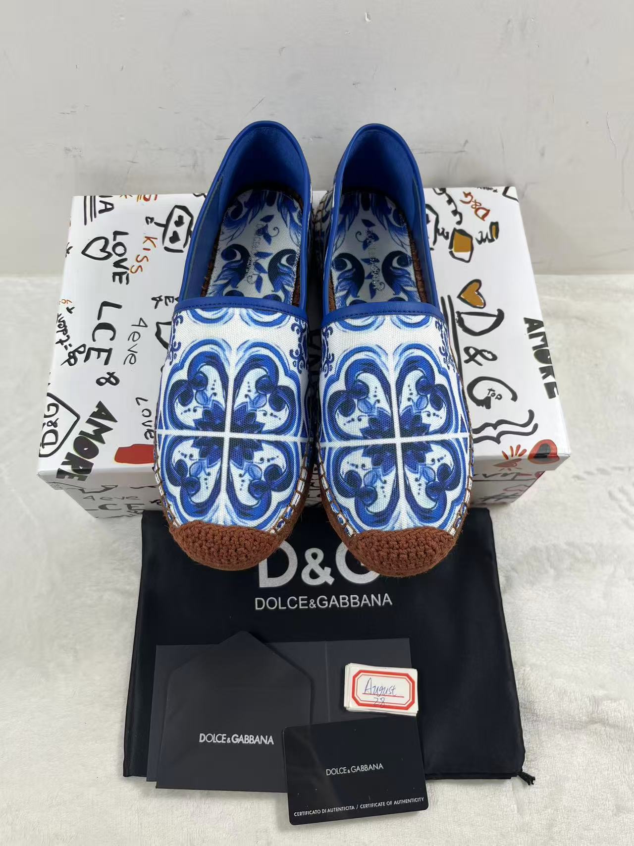 Dolce & Gabbana Printed brocade fabric espadrilles Blue