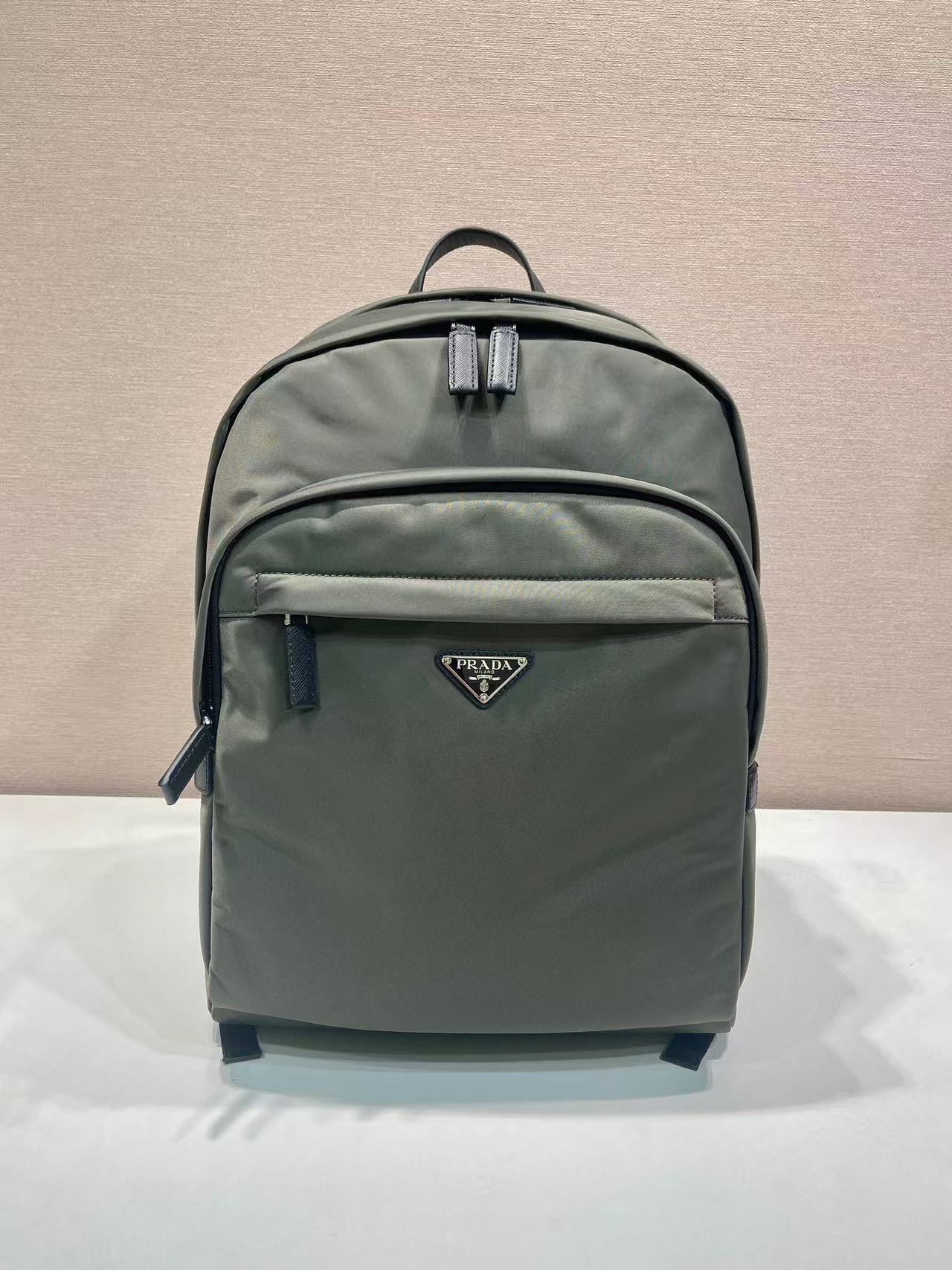 Prada Re-Nylon Backpack olive green 42x38cm