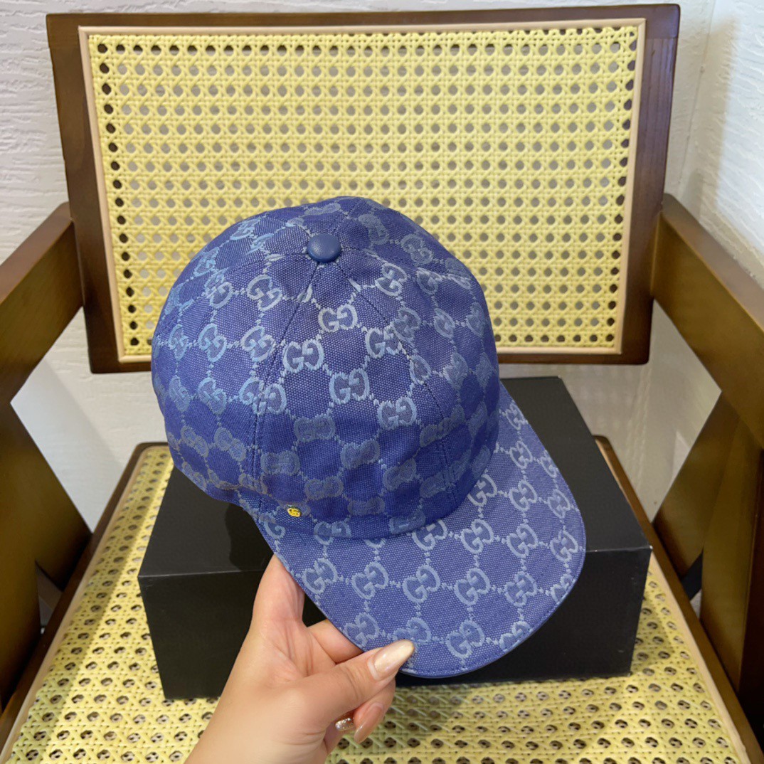 Gucci GG canvas baseball hat blue and grey