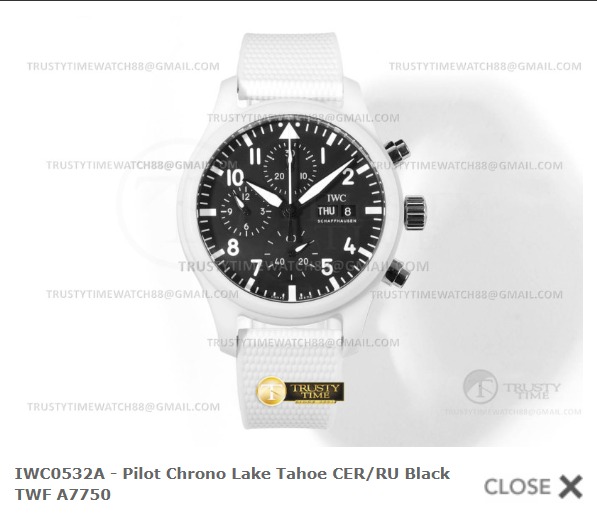 IWC0532A - Pilot Chrono Lake Tahoe CER/RU Black TWF A7750 $418