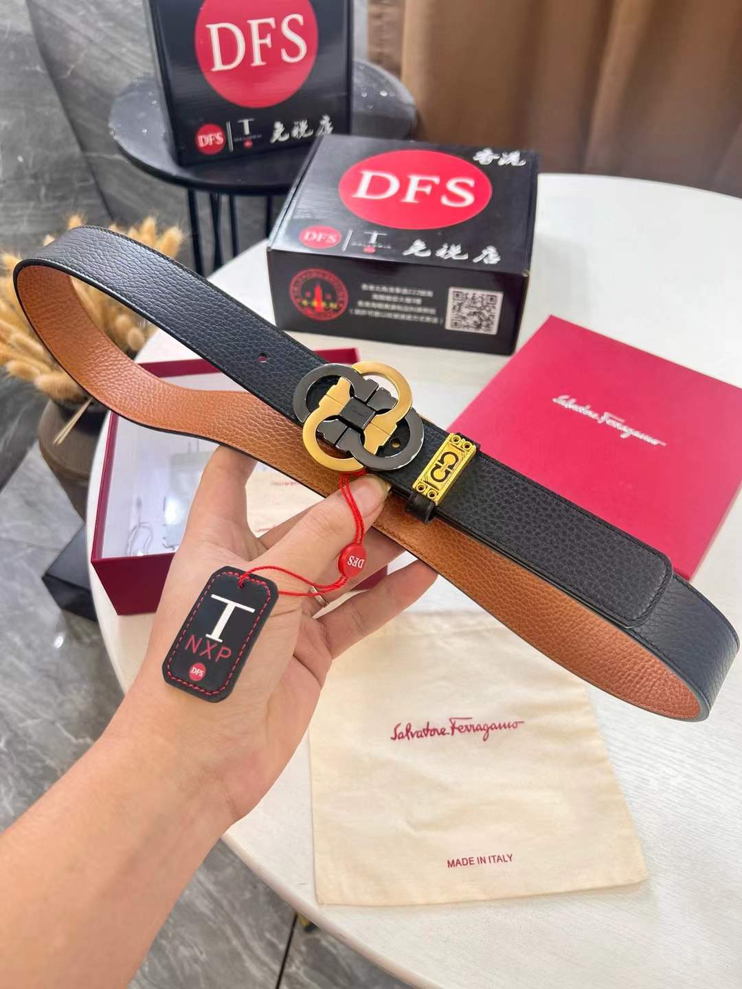 Ferragamo Reversible and Adjustable Gancini Belt